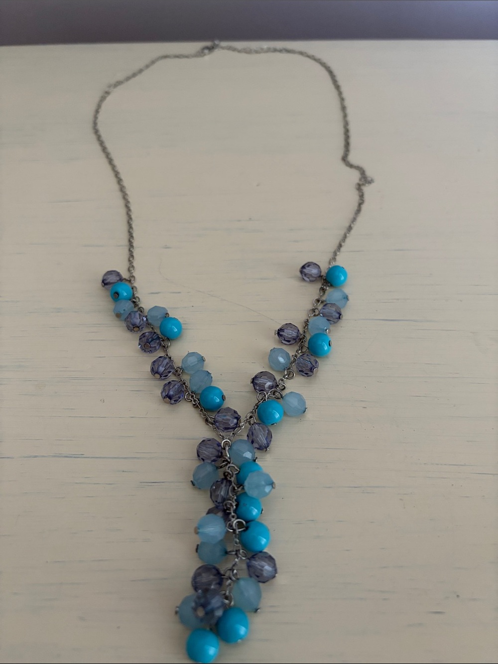 Shades of Blue Cluster Beads Y-Necklace
